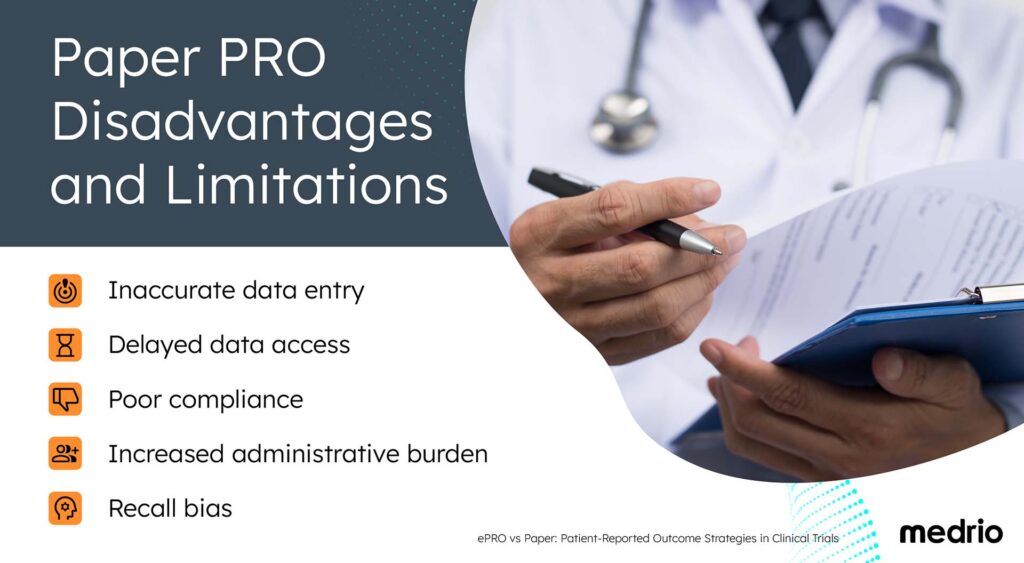 List of disadvantages of paper based clinical trials and patient-reported outcomes