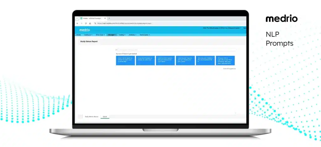 Product view of Medrio NLP Prompts